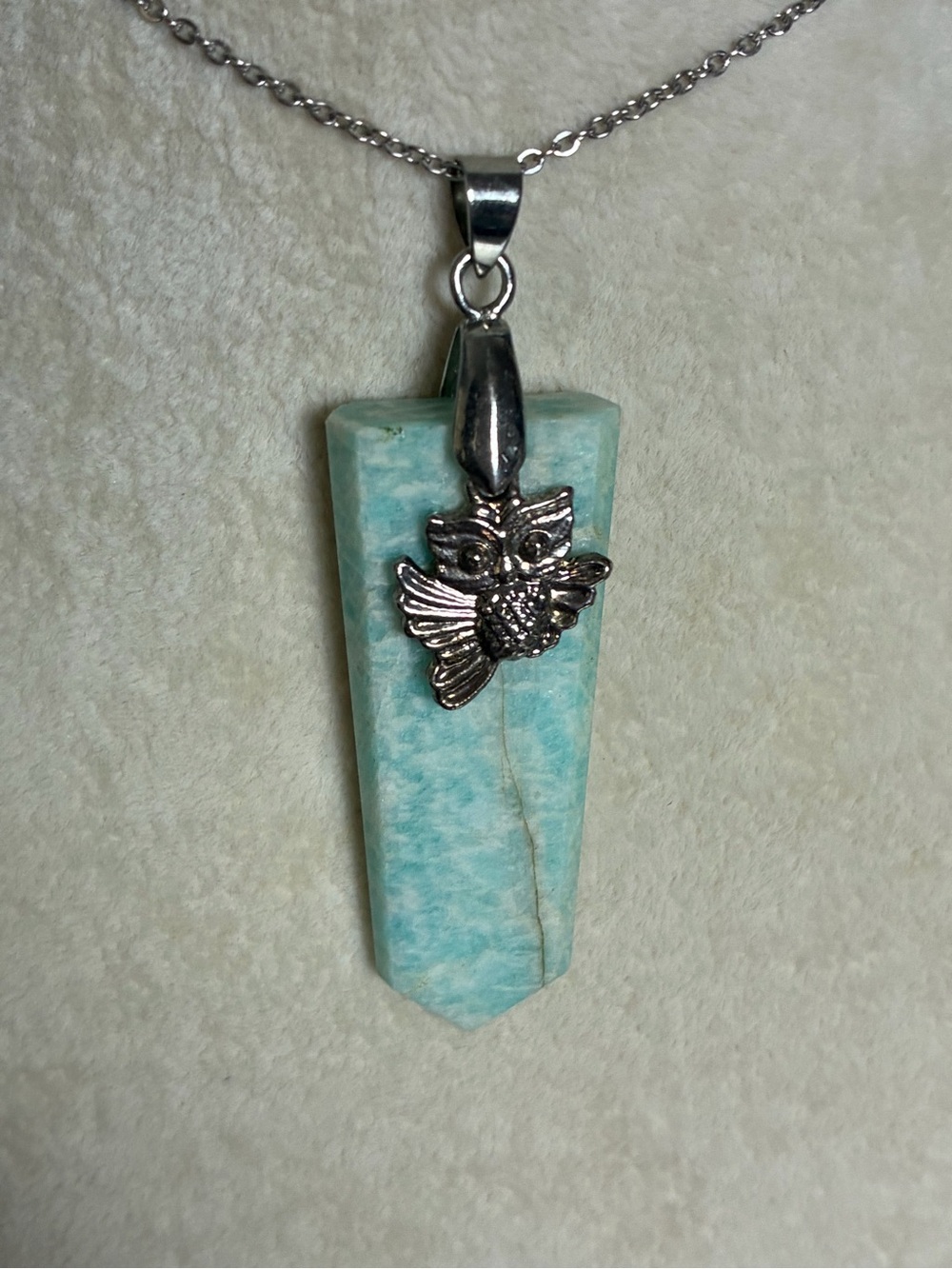 Owl Amazonite Point Pendant